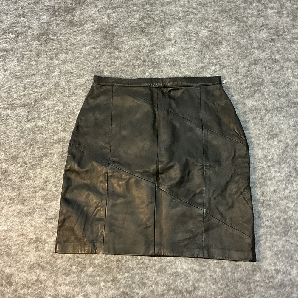 Leather Dynamics Leather Black Patchwork 1990s Y2K Mini Skirt NNN
